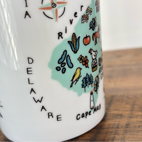 222 Fifth New Jersey White Porcelain Mug Map Design Tall Coffee Tea - Picture 8 of 13